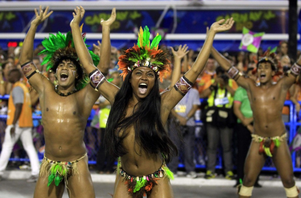 Revellers of the Mangueira samba school participate in the annual Carnival parade in Rio de Janeiro's Sambadrome, March 3, 2014. (Photo by Pilar Olivares/Reuters)